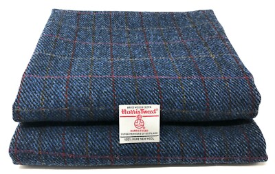 Harris Tweed blau mit rotem Karostoff - verschiedene Größen 