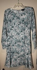 Banana Republic Size 4 Dress Gray Floral Knee Length Long Sleeve Bottom Flair
