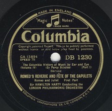 Berlioz: Romeo and Juliet - Sir Hamilton Harty - 2 x Columbia 78 rpm UK 10''