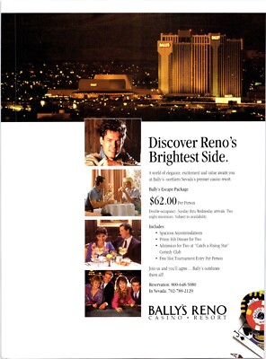 1990s   Bally's Reno Casino print ad   advertisement Randy Travis ADS.05
