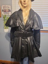 Exquisite Real Leather Cape Trench