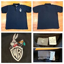 Vtg 1994 Warner Bros Bugs Bunny Short Sleeve Polo Shirt Men's Sz Medium Black