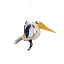 PELICAN in Flight Artglass Coastal Christmas Ornament by Gallerie II