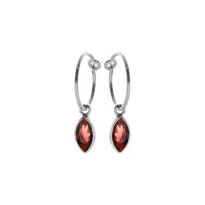 Marquise Granat Creolen Sterling Silber 925 gepunzt nagelneu verpackt