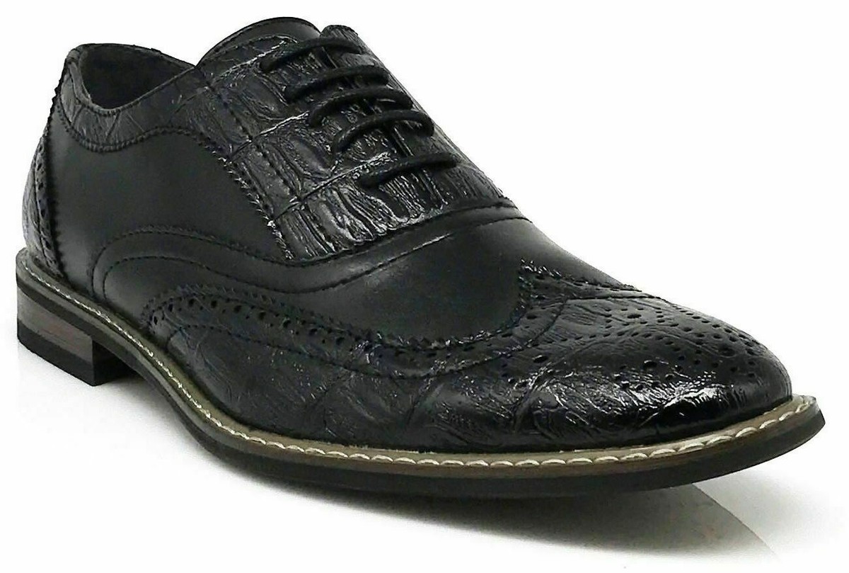 Parrazo Men Dress Shoes Wingtip Oxford 2-tone Leather Lined 