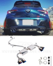 2.5" Blue Burnt Quad Tips Cat Back Exhaust For 19-Up Toyota Corolla Hatchback