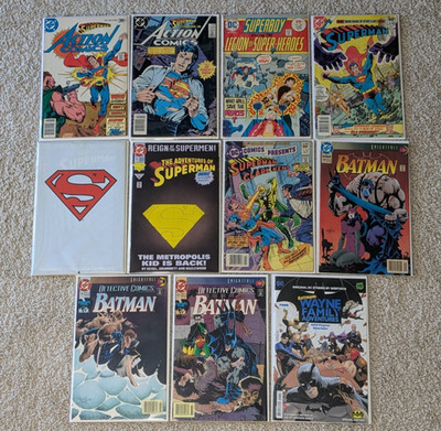 DC Comics Lot of 11 Superman Batman Bronze Modern Age Knightfall Death Newsstand