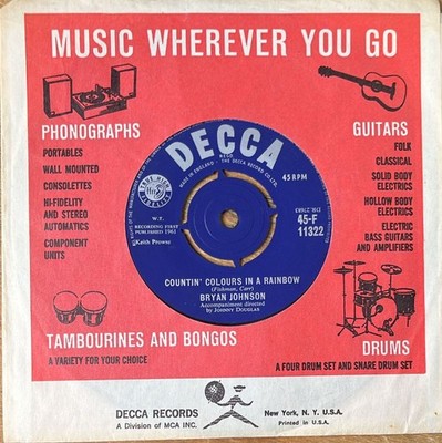 Bryan Johnson : Countin´ Colours In A Rainbow ,  7'' Sg von 1961