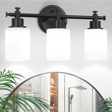 3-Light Black Bathroom Light Fixtures, Modern Vanity Lights Over Mirror, Bath...