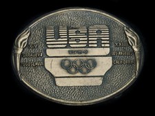 TA13166 NOS VINTAGE 1984 USA XIV XXIII OLYMPIC GAMES COMMEMORATIVE BUCKLE