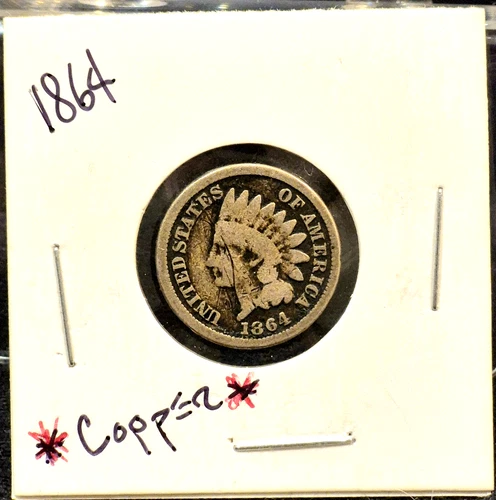 1864  Copper-Nickel 1C Indian Head Cent Choice Highly Collectable VG Condition