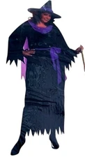 Rubies Wicked Witch Costume One Size Black Purple Fit Full Figured Plus NEW