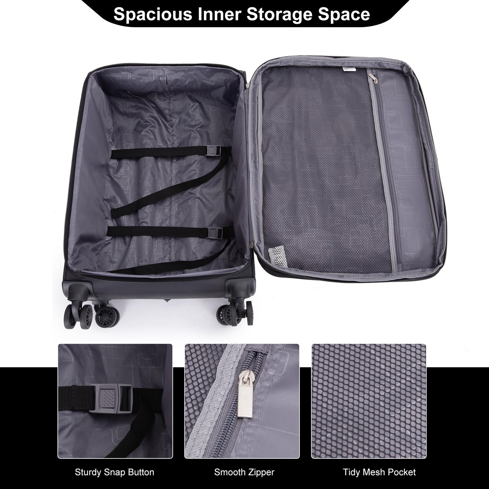 Luggage Sets 5 Piece Softside Expandable Suitcase sets With Spinner Wheels Du...