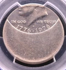 1976-D 50C Kennedy Half Dollar PCGS AU 58  Struck 50% Off Center & Uniface Rev.