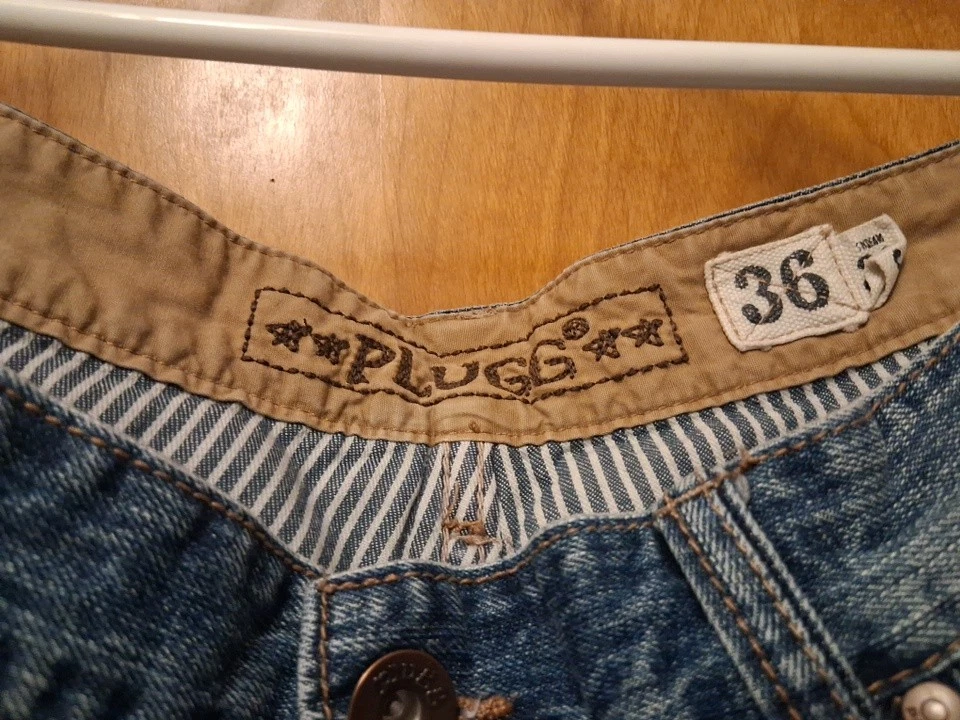 Pantalones de mezclilla Plugg Vint pierna ancha Y2k grunge patinador 36x32 años 90 hip hop 14" a través del muslo Foto 2 de 3