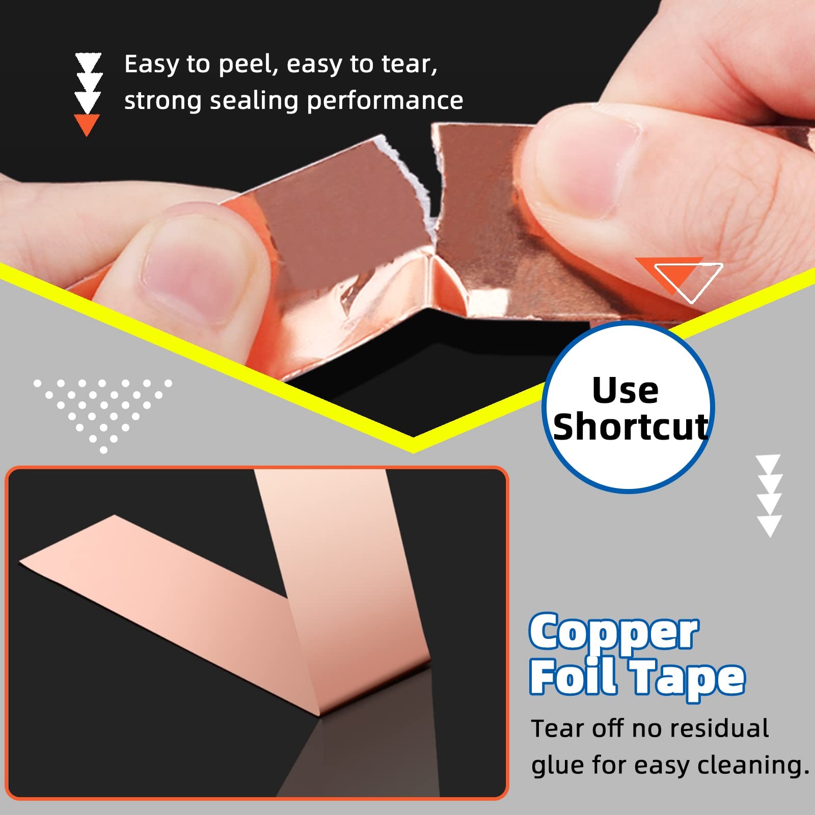 3 Rolls Copper Tape with Conductive Adhesive, 3 Sizes Double-Sided Copper Foi...