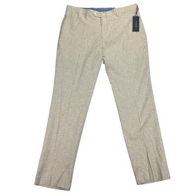 Tommy Hilfiger Mens Hall Modern Fit Linen Blend Suit Pants Tan 36x32