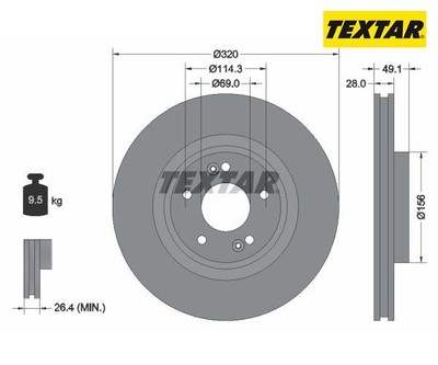 2 St. Bremsscheibe PRO TEXTAR 92281803 für Hyundai