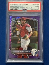 2025 Bowman Chrome Alirio Ferrebus #BCP197 Prospects Purple Pulsar 028/250 PSA 9