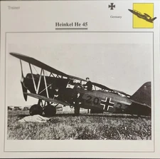 Heinkel Trainer Plane Picture Original Vtg Aircraft Detail Collector Card 