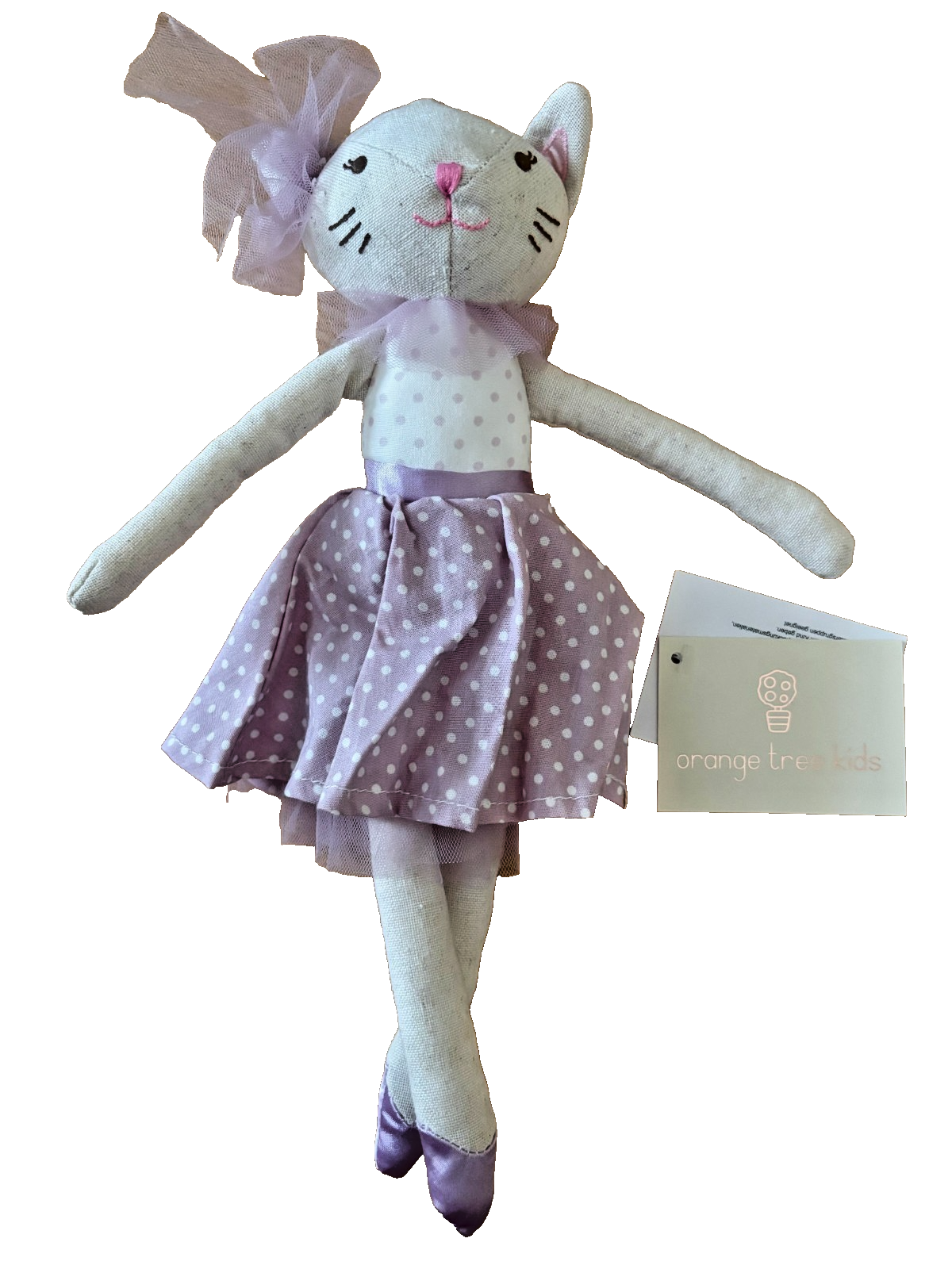 WHITE CAT BALLERINA RAG DOLL BY ORANGE TREE KIDS - NEW WITH TAGS