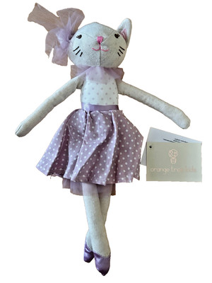 WEISSE KATZE BALLERINA STOFFPUPPE VON ORANGE TREE KIDS - NEU MIT ETIKETT