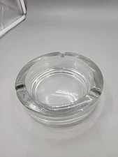 Vintage 6” Thick Round Large Heavy Clear Glass Cigar Ashtray.