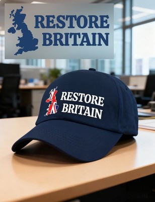 Restore Britain Navy Blue Baseball 3 Col Emblem Cap & Navy or White Car Sticker