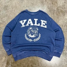 Y2K Yale University Blue Spellout Crewneck Size L