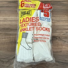 New 6 Pack Everlast Womens White Textured Ank...