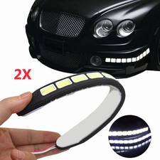 2x Waterproof Auto Daytime Running White Led Light Drl Cob Strip Lamp Fog Car