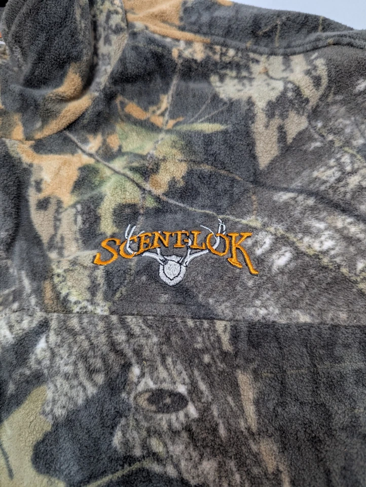 Scentlok Sz XL Covert Windproof Mossy Oak Camo Fleece Hunting Jacket Coat Flaw - Image 4 of 4