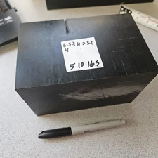 6.5x4.25x4 DELRIN Acetal Block, Machinable Plastic, Black, CNC 5.10 Lbs
