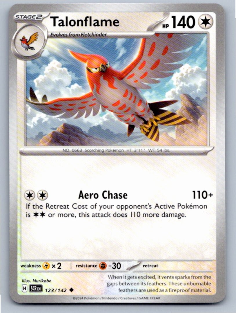 2024 POKEMON TALONFLAME STELLAR CROWN 123/142 UNCOMMON NM A36566 FREE S&H
