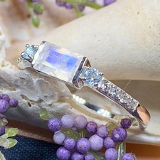 Moonstone Ring Stacking Ring Band Boho Sterling Silver Ladies 925