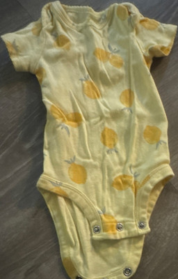 Child of Mine by Carter's Yellow Fruit Print Short Sleeve Snap Bodysuit 0-3M