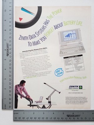 Zenith Data Systems Vintage Personal Computer Intel Inside Print Advertisement