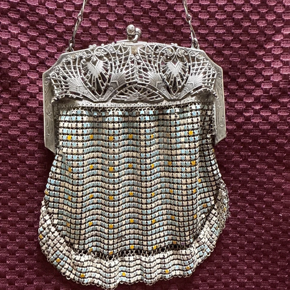 Cartera de Noche EL-SAH MALLA ESMALTADA WHITING & DAVIS Elsa SCHIAPARELLI Cierre Hinchado Foto 4 de 4