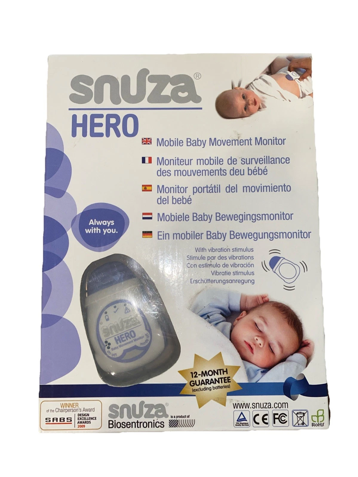 Snuza Hero Se Portable Movement Monitor For Life Baby Open Box