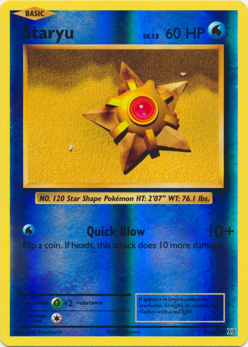 Staryu - 30/108 - Common - Reverse Holo - Heavily Played
