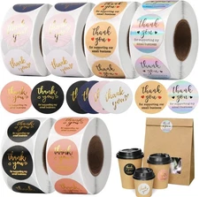 Thank You Stickers Small Business - 6 Rolls 3000 Pieces Thank You for Supporting