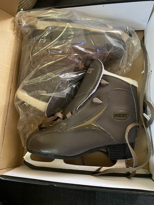 NEW Roces Women's Sz 10 RFG Glamour Brown Leather Figure Ice Skate 450540 00010