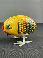 Tin Wind-Up Chick Toy Made in China Vintage Litho Tin Mechanical Bird - No Key
