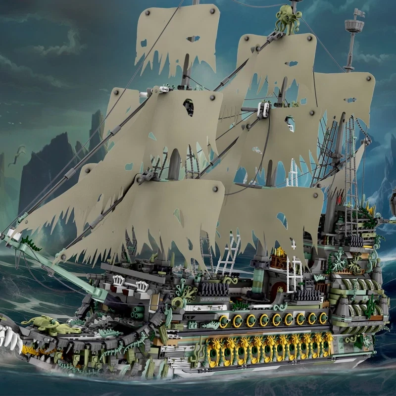 MOC 5865PCS The Flying Dutchman Pirate Ship Building Blocks Ghost Ship Model - Image 2 of 4