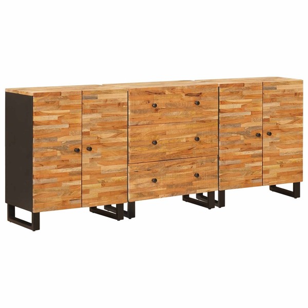 Sideboard 3 Stk. 60 X 33 X 75 Cm Massivholz Mango Braun Sideboard Modernes Sideb-image