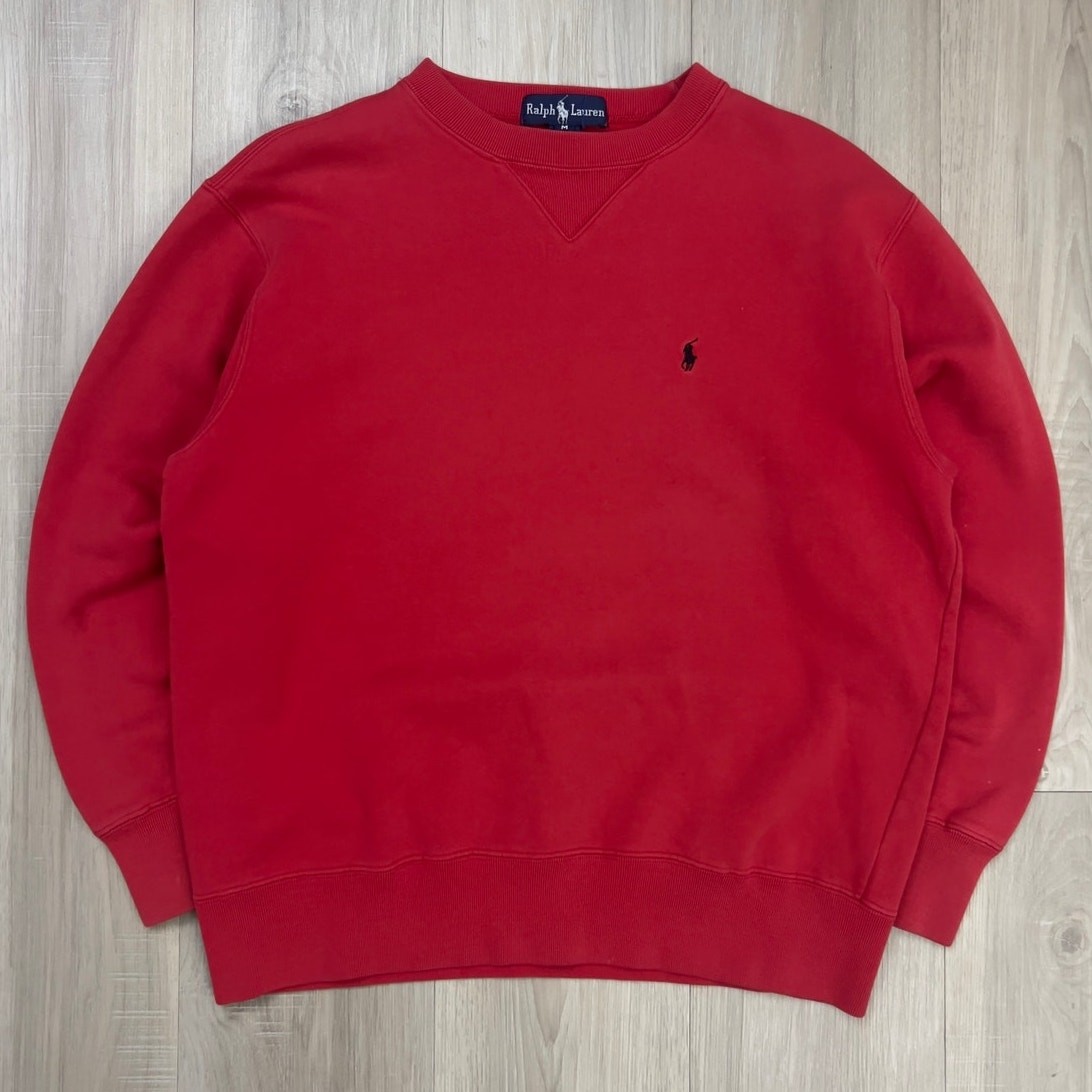 Felpa pullover vintage anni 90 Polo Ralph Lauren logo pony rosso medio