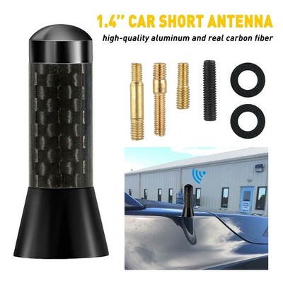 1.4'' BLACK CARBON FIBER CAR AM/FM RADIO SHORT ANTENNA STUBBY SCREW ALUMINUM EOA