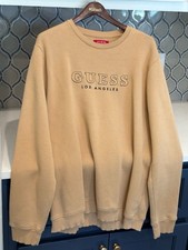 Guess Los Angeles Sweatshirt Size XL Tan Embroidered Logo