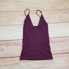 Intimately Free People Seamless Cami Tank Womens XS/S Purple Top Lace Up V-Neck