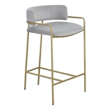 Comstock Upholstered Low Back Stool Grey and Gold